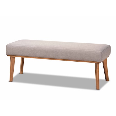 Baxton Studio Odessa Mid-Century Modern Grey Fabric and Walnut Brown Finished Wood Dining Bench 175-10842-Zoro